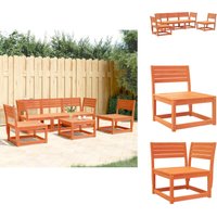 5-tlg. Garten-Sofagarnitur Wachsbraun Massivholz Kiefer - Gartenmöbeln - Esszimmergarnitur - Gartenset - Rattan Möbel - Lounge Set 5-tlg. Garten-Sofagarnitur Wachsbraun Massivholz Kiefer - Gartenmöbeln - Esszimmergarnitur - Gartenset - Rattan Möbel - Lounge Set von VIDAXL