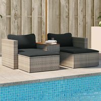 5-tlg. Garten-Sofagarnitur mit Kissen Grau Poly Rattan Akazie - Vidaxl 5-tlg. Garten-Sofagarnitur mit Kissen Grau Poly Rattan Akazie - Vidaxl von VIDAXL