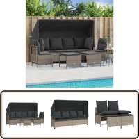 5-tlg. Garten-Sofagarnitur mit Kissen Hellgrau Poly Rattan - Gartenmöbel - Outdoor Möbel - Lounge Set - Rattan Gartenmöbel - Sonnendeckset von VIDAXL