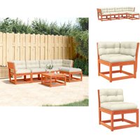 5-tlg. Garten-Sofagarnitur mit Kissen Wachsbraun Kiefernholz - Gartenmöbeln - Esszimmergarnitur - Wohnzimmergarnitur - Rattanmöbel - Balkonmöbel 5-tlg. Garten-Sofagarnitur mit Kissen Wachsbraun Kiefernholz - Gartenmöbeln - Esszimmergarnitur - Wohnzimmergarnitur - Rattanmöbel - Balkonmöbel von VIDAXL