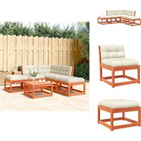 5-tlg. Garten-Sofagarnitur mit Kissen Wachsbraun Kiefernholz - Gartensofas - Gartenmöbeln - Esszimmergarnitur - Lounge Set - Rattan Gartenmöbel 5-tlg. Garten-Sofagarnitur mit Kissen Wachsbraun Kiefernholz - Gartensofas - Gartenmöbeln - Esszimmergarnitur - Lounge Set - Rattan Gartenmöbel von VIDAXL