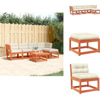 5-tlg. Garten-Sofagarnitur mit Kissen Wachsbraun Kiefernholz - Gartensorgsgarnitur - Gartenmöbelset - Esszimmergruppe - Lounge Set - Rattan 5-tlg. Garten-Sofagarnitur mit Kissen Wachsbraun Kiefernholz - Gartensorgsgarnitur - Gartenmöbelset - Esszimmergruppe - Lounge Set - Rattan von VIDAXL