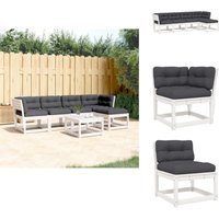5-tlg. Garten-Sofagarnitur mit Kissen Weiß Massivholz Kiefer - Gartenmöbeln - Esszimmergarnitur - Lounge Set - Rattan Gartenmöbel - Balkonmöbel 5-tlg. Garten-Sofagarnitur mit Kissen Weiß Massivholz Kiefer - Gartenmöbeln - Esszimmergarnitur - Lounge Set - Rattan Gartenmöbel - Balkonmöbel von VIDAXL