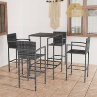 5-tlg. Gartenbar-Set Poly Rattan Grau - Vidaxl von VIDAXL
