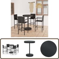 5-tlg. Gartenbar-Set Poly Rattan Schwarz - Gartenbar Set - Outdoor Möbel - Rattan Gartenmöbel - Balkonmöbel - Esszimmergarnitur von VIDAXL