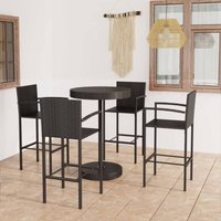 5-tlg. Gartenbar-Set Poly Rattan Schwarz - Vidaxl von VIDAXL