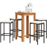 5-tlg. Gartenbar-Set Schwarz Massivholz Akazie und Poly Rattan - Vidaxl von VIDAXL