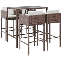 5-tlg. Gartenbar-Set mit Kissen Braun Poly Rattan Vidaxl 5-tlg. Gartenbar-Set mit Kissen Braun Poly Rattan Vidaxl von VIDAXL
