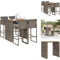 Vidaxl - 5-tlg. Gartenbar-Set mit Kissen Grau Poly Rattan Akazie - Gartenbar Set - Gartenbar Sets - Garten Bar Set - Gartenbar Vidaxl - 5-tlg. Gartenbar-Set mit Kissen Grau Poly Rattan Akazie - Gartenbar Set - Gartenbar Sets - Garten Bar Set - Gartenbar von VIDAXL