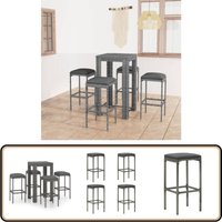 5-tlg. Gartenbar-Set mit Kissen Poly Rattan Grau - Gartensets - Gartenbar - Outdoor Möbel - Rattan Gartenmöbel - Balkonmöbeln 5-tlg. Gartenbar-Set mit Kissen Poly Rattan Grau - Gartensets - Gartenbar - Outdoor Möbel - Rattan Gartenmöbel - Balkonmöbeln von VIDAXL