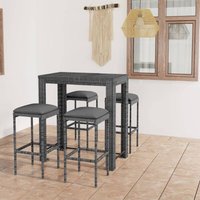 5-tlg. Gartenbar-Set mit Kissen Poly Rattan Grau - Vidaxl von VIDAXL