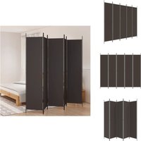 5-tlg. Paravent Braun 250x220 cm Stoff - Paravent - Raumteiler - Trennwandsystem - Wohnraumgestaltung - Möbeldeko von VIDAXL