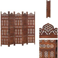 5-tlg. Raumteiler Handgeschnitzt Braun 200×165 cm Mangoholz - Holz Raumteiler - Handgeschnitzter Raumteiler - Massivholz Raumteiler - Mangoholz von VIDAXL