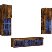 Vidaxl - 5-tlg. Wohnwand mit LED-Beleuchtung Räuchereiche Holzwerkstoff von VIDAXL