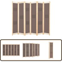 6-teiliger Raumteiler Braun 240 x 170 x 4 cm Stoff - Raumteiler - Holzrahmen - Stoffscreen - Wohnzimmerdeko - Wohnzimmereinrichtung von VIDAXL