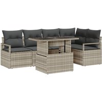 6-teiliges Garten Sofa Set mit Kissen in Hellgrau aus Poly-Rattan Vidaxl 6-teiliges Garten Sofa Set mit Kissen in Hellgrau aus Poly-Rattan Vidaxl von VIDAXL