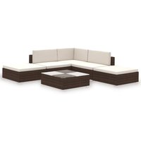 6-tlg. Garten-Lounge-Set mit Auflagen Poly Rattan Braun Vidaxl 6-tlg. Garten-Lounge-Set mit Auflagen Poly Rattan Braun Vidaxl von VIDAXL
