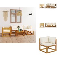 Vidaxl - 6-tlg. Garten-Lounge-Set mit Auflagen Creme Massivholz Akazie - Outdoor Möbel - Gartenmöbel Set - Loungesessel - Holz Lounge Set von VIDAXL