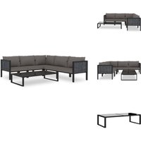 6-tlg. Garten-Lounge-Set mit Auflagen Poly Rattan Anthrazit - Gartenmöbel - Loungeset - Outdoor Möbel - Poolbereich - Rattan Gartenmöbel von VIDAXL