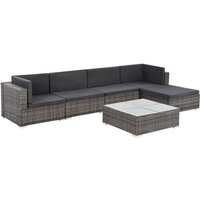 Vidaxl - 6-tlg. Garten-Lounge-Set mit Auflagen Poly Rattan Grau von VIDAXL