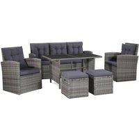 vidaXL 6-tlg. Garten-Lounge-Set mit Auflagen Poly Rattan Grau von VIDAXL
