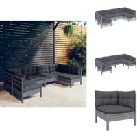 6-tlg. Garten-Lounge-Set mit Kissen Grau Kiefer Massivholz - Gartenzubehör - Lounge Set - Gartenmöbel - Rattan Möbel - Outdoor Furniture 6-tlg. Garten-Lounge-Set mit Kissen Grau Kiefer Massivholz - Gartenzubehör - Lounge Set - Gartenmöbel - Rattan Möbel - Outdoor Furniture von VIDAXL