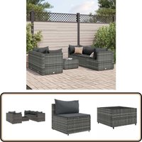 6-tlg. Garten-Lounge-Set mit Kissen Grau Poly Rattan - Gartengeset - Lounge Set - Gartenmöbel - Rattan Möbel - Outdoor Möbel 6-tlg. Garten-Lounge-Set mit Kissen Grau Poly Rattan - Gartengeset - Lounge Set - Gartenmöbel - Rattan Möbel - Outdoor Möbel von VIDAXL