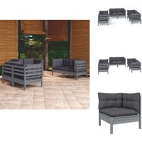 6-tlg. Garten-Lounge-Set mit Kissen Kiefer Massivholz - Gartensessel - Lounge Set - Gartenmöbeln - Outdoor Möbel - Rattan Sessel von VIDAXL