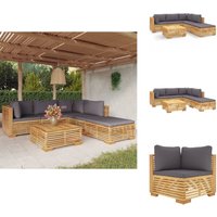 Vidaxl - 6-tlg. Garten-Lounge-Set mit Kissen Massivholz Teak - Garten Lounge Set - Holz Möbel - Teakholz Gartenmöbel - Gartenmöbel Set - Loungesessel von VIDAXL