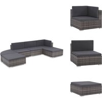 6-tlg. Garten-Lounge-Set mit Kissen Poly Rattan Grau - Gartensortiment - Lounge Möbel - Outdoor Sofa - Rattan Gartenmöbel - Gartenstuhl 6-tlg. Garten-Lounge-Set mit Kissen Poly Rattan Grau - Gartensortiment - Lounge Möbel - Outdoor Sofa - Rattan Gartenmöbel - Gartenstuhl von VIDAXL