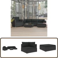 6-tlg. Garten-Lounge-Set mit Kissen Poly Rattan Schwarz - Outdoor Möbel - Gartenmöbel - Loungemöbel - Rattan Möbel - Sitzgarnituren 6-tlg. Garten-Lounge-Set mit Kissen Poly Rattan Schwarz - Outdoor Möbel - Gartenmöbel - Loungemöbel - Rattan Möbel - Sitzgarnituren von VIDAXL