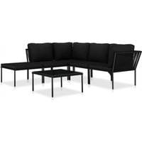 Vidaxl - 6-tlg. Garten-Lounge-Set mit Kissen Schwarz pvc von VIDAXL