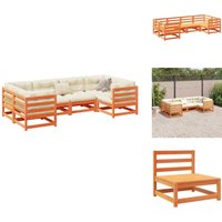 6-tlg. Garten-Sofagarnitur Wachsbraun Massivholz Kiefer - Gartensofa - Outdoor Sofa - Loungesessel - Rattan Möbel - Holz Gartenmöbel 6-tlg. Garten-Sofagarnitur Wachsbraun Massivholz Kiefer - Gartensofa - Outdoor Sofa - Loungesessel - Rattan Möbel - Holz Gartenmöbel von VIDAXL