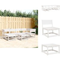 6-tlg. Garten-Sofagarnitur Weiß Massivholz Kiefer - Gartensofas - Gartenmöbeln - Esszimmergarnitur - Lounge Möbel - Rattan Gartenmöbel von VIDAXL