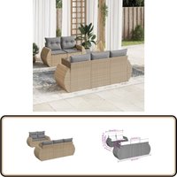 6-tlg. Garten-Sofagarnitur mit Kissen Beige Poly Rattan - Gartenmöbel Set - Outdoor Möbel - Rattan Sofa - Lounge Set - Gartenlounge von VIDAXL