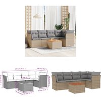 6-tlg. Garten-Sofagarnitur mit Kissen Beige Poly Rattan - Gartensortiment - Outdoor Möbel - Gartenlounge - Rattan Gartenmöbel - Ecksofas - Home & von VIDAXL