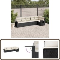 6-tlg. Garten-Sofagarnitur mit Kissen Schwarz Poly Rattan - Gartensorte - Gartenmöbelset - PE-Rattan Möbel - Outdoor Lounge Set - Balkonmöbel von VIDAXL