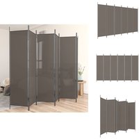 6-tlg. Paravent Anthrazit 300x220 cm Stoff - Paravent - Raumteiler - Zimmerabtrennung - Sichtschutz - Wohnraumgestaltung von VIDAXL