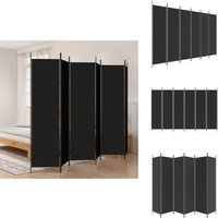6-tlg. Paravent Schwarz 300x200 cm Stoff - Paravent - Raumteiler - Zimmerabtrennung - Sichtschutz - Gardine von VIDAXL