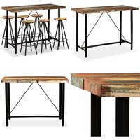 7-tlg. Bar-Set Altholz Massiv - Industriel Design - Bar Set - Altholz Tisch - Barhocker - Kücheninsel - Home & Living von VIDAXL