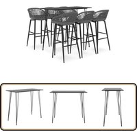 7-tlg. Bar-Set Schwarz und Grau - Bar Set - Bartisch - Barhocker - Küchenstuhl - Wohnzimmermöbel von VIDAXL