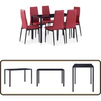 7-tlg. Essgruppe Weinrot - Esstisch - Essgruppe - Wohnzimmer - Küchenstuhl - Kunstleder 7-tlg. Essgruppe Weinrot - Esstisch - Essgruppe - Wohnzimmer - Küchenstuhl - Kunstleder von VIDAXL