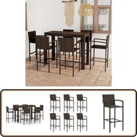 7-tlg. Garten-Bar-Set mit Armlehnen Poly Rattan Braun - Gartenbar Set - Outdoor Bar Set - Rattan Möbel - Gartenmöbel - Balkonmöbel von VIDAXL