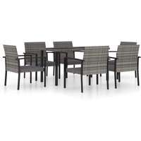 Vidaxl - 7-tlg. Garten-Essgruppe Poly Rattan Grau von VIDAXL
