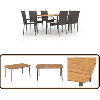 7-tlg. Garten-Essgruppe Poly Rattan Braun - Gartenmöbel - Essgruppe - Outdoor Möbel - Holztisch - Rattanstuhl 7-tlg. Garten-Essgruppe Poly Rattan Braun - Gartenmöbel - Essgruppe - Outdoor Möbel - Holztisch - Rattanstuhl von VIDAXL