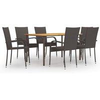 7-tlg. Garten-Essgruppe Poly Rattan Braun - Vidaxl 7-tlg. Garten-Essgruppe Poly Rattan Braun - Vidaxl von VIDAXL