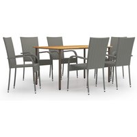 7-tlg. Garten-Essgruppe Poly Rattan Grau - Vidaxl 7-tlg. Garten-Essgruppe Poly Rattan Grau - Vidaxl von VIDAXL