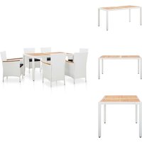 Vidaxl - 7-tlg. Garten-Essgruppe Poly Rattan Weiß - Gartenmöbel - Essgruppen - Rattan Gartenmöbel - Outdoor Esstisch - Gartenstuhl von VIDAXL