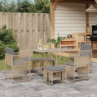 7-tlg. Garten-Essgruppe mit Kissen Beige Poly Rattan - Vidaxl 7-tlg. Garten-Essgruppe mit Kissen Beige Poly Rattan - Vidaxl von VIDAXL