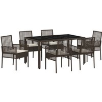 7-tlg. Garten-Essgruppe mit Kissen Braun Poly Rattan Vidaxl 7-tlg. Garten-Essgruppe mit Kissen Braun Poly Rattan Vidaxl von VIDAXL
